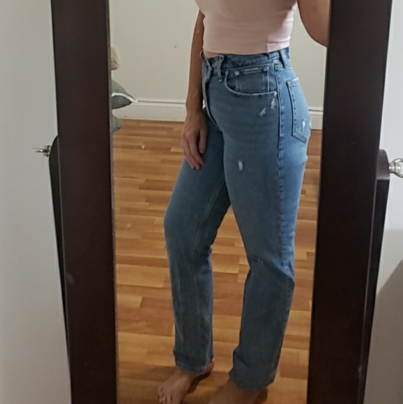 Abercrombie 90s ultra high rise straight jeans criss cross waist - Picture 2 of 6